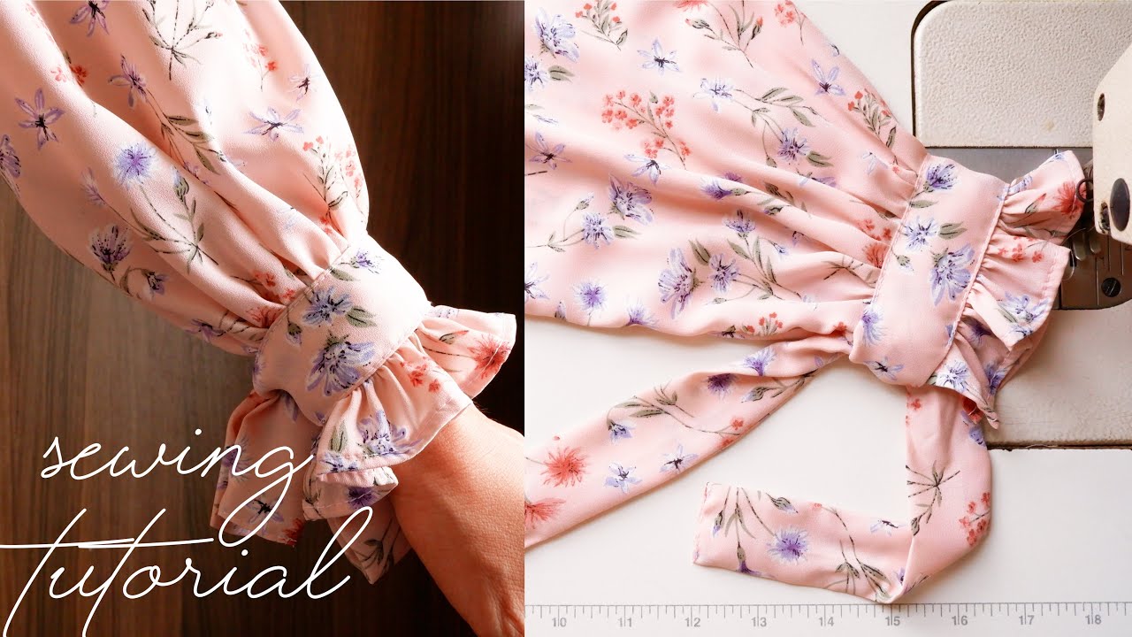 How To Sew Tied Cuff Ruffle Sleeve | Women's Sleeve sewing technique tutorial | Thuy Sewing
