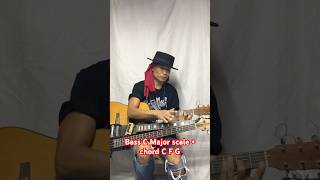 Bass C Major scale + chord C F G #soloartist #solo #guitar