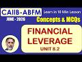 Financial leverage Unit 8.2  CAIIB-ABFM MAY-26 Get 2 Marks in 10 Min: Exam Points with MCQs #S178