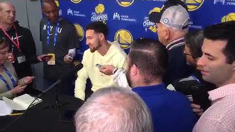 t w i t c h live: Klay interview from Warriors (1-0) practice, day before Game 2 vs Portland