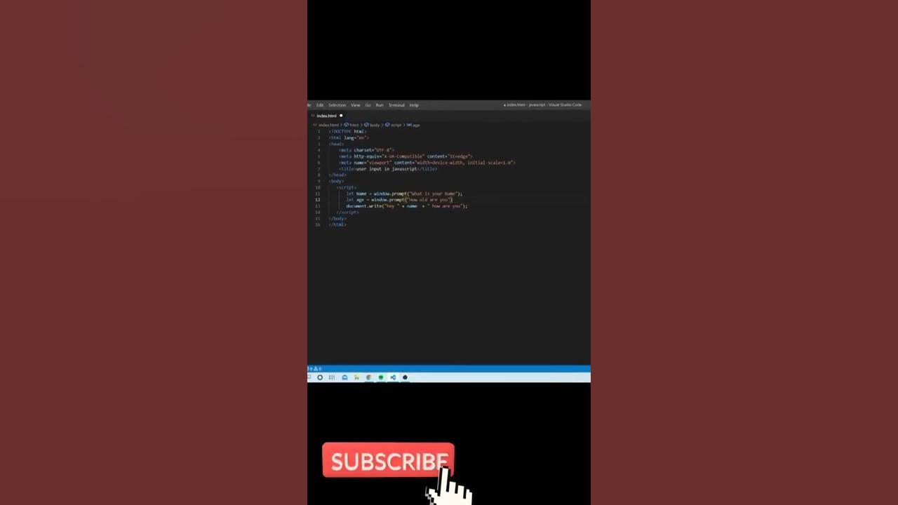 Getting user input in JavaScript for beginners | 🤔#shorts # ... image.