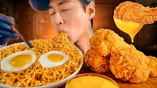 ASMR MUKBANG INDOMIE MI GORENG & FRIED CHICKEN | COOKING & EATING SOUNDS | Zach Choi ASMR