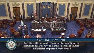 Senate rebukes President Trump's Brazil tariffs
