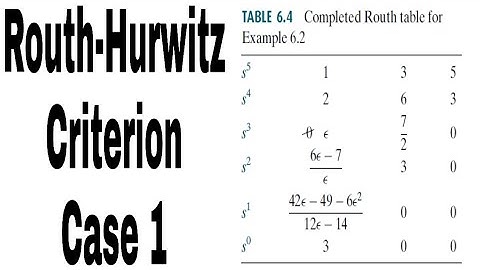 Zero in first column /#case 1 / ROUTH HURWITZ CRITERION / STABILITY ANALYSIS