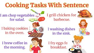 Cooking Task with sentences | Action Words For Beginner | English Sentences | Kitchen Vocabulary