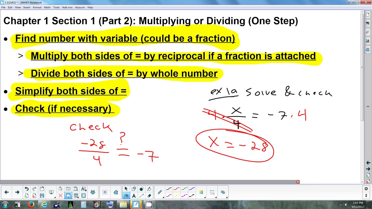 1-1-2-solving-one-step-equations-multiplication-division-9-12-17-youtube