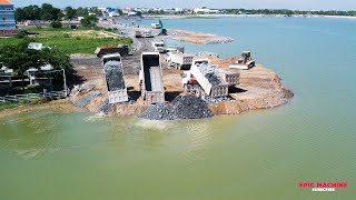 How to Use Bulldozers to Transport and Position Rocks for Road Construction!