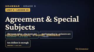 Grammar Grade 9 | Unit 6, Lesson 45 — Agreement & Special Subjects