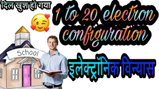 1 to 20 elements electronic configuration ll 1से 20 तक तत्वों का इलेक्ट्रॉनिक विन्यास ll in hindi