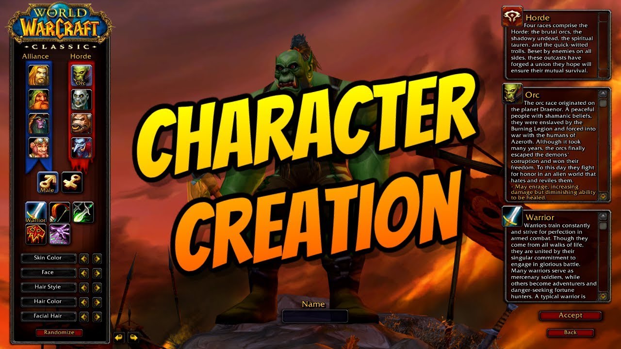 Character Creation WoW Classic - World of Warcraft Classic - Blizzcon 2018 Demo - YouTube