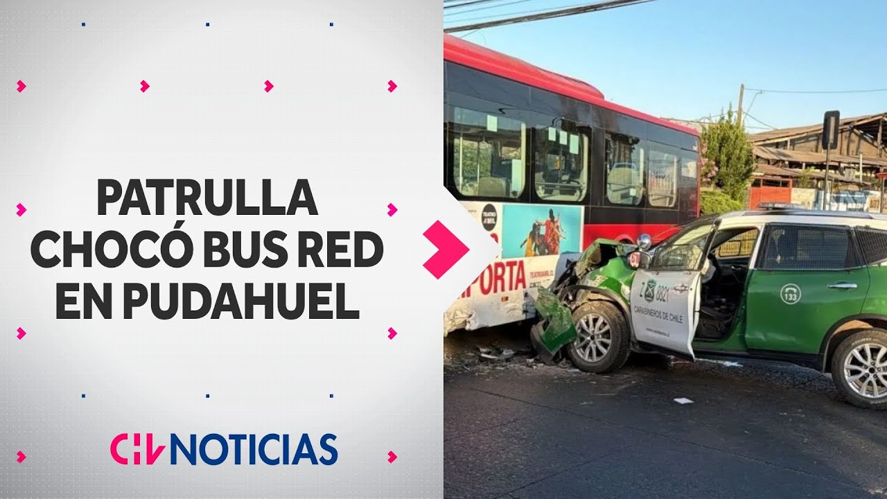 Patrulla de Carabineros chocó contra bus RED en Pudahuel: Hay dos funcionarios policiales heridos