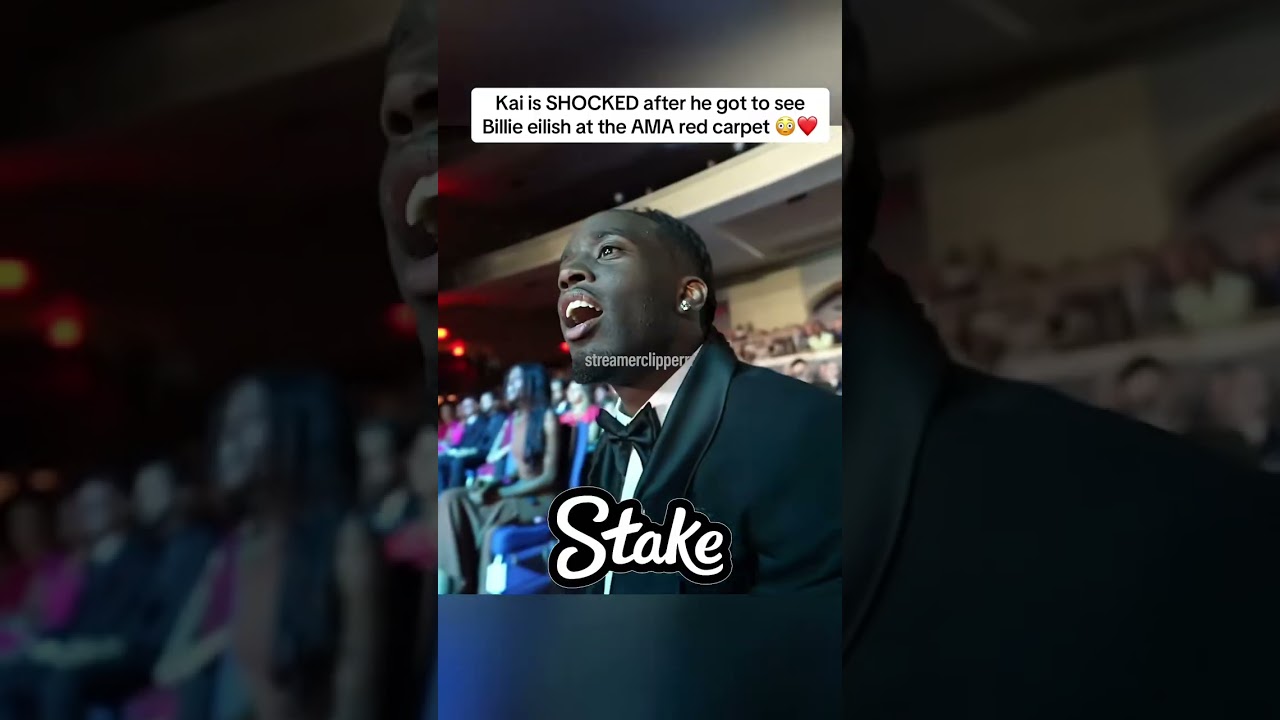 Kai is SHOCKED after he got to see Billie eilish at the AMA red carpet ?❤️#kaicenat #fypシ