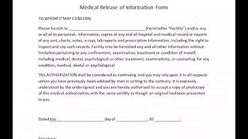 Download a Medical Release of Information  Form