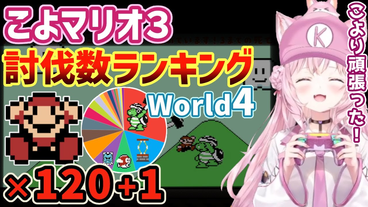 こよりマリオ3ワールド4討伐数ランキング(全死に方まとめ)【博衣こより/ホロライブ切り抜き】