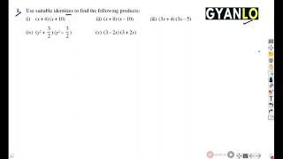 Exercise 2.5 Polynomials | Question : 1 | NCERT Class 9 Mathematics