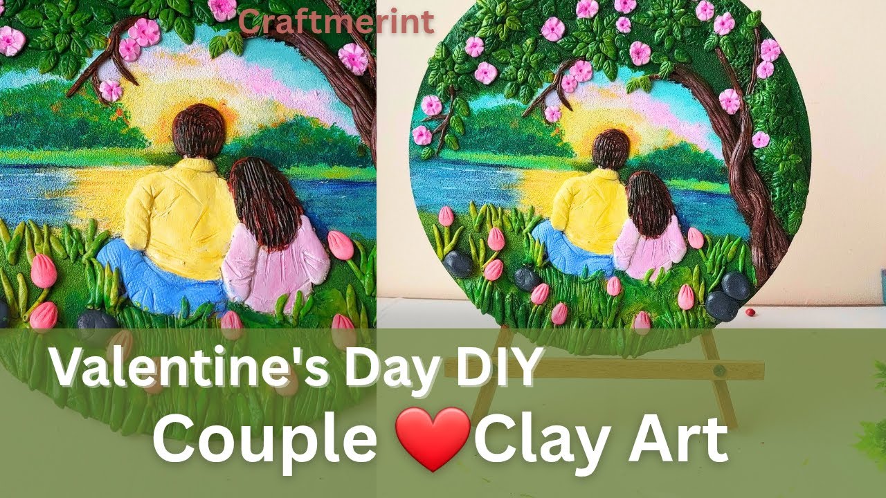 Couple Clay Art Wall Decor| Valentines Day Special Handmade Clay craft | Craftmerint 