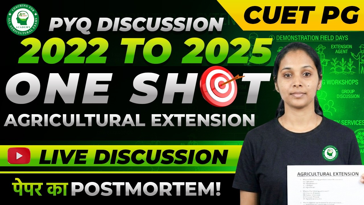 CUET PG 2022 & 2025 Agriculture Extension PYQ Discussion | One-Shot Revision | Live Paper Analysis