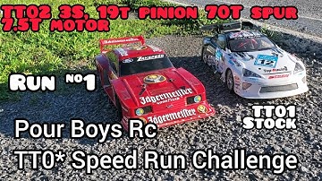 Tamiya TT-01 nim Brushed and TT-02 3s Brushless speed run challenge, run #1