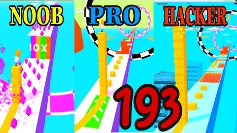 NOOB vs PRO vs HACKER in Cube Surfer ❤️ All Levels Gameplay, NEW Games iOS, Android