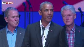 Five ex-presidents unite for hurricane victims