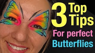 How to face paint a butterfly one stroke and sponging Tips for perfect butterflies pace painting