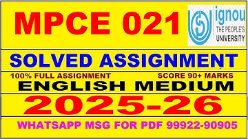 MPCE 021 solved assignment 2025-26 in English || mpce 021 solved assignment 2026 || mpce21 2025-26