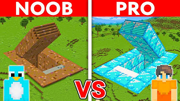 NOOB vs PRO: GIANT SECRET BUNKER House Build Challenge in Minecraft