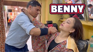 Asmr head massage 💆‍♀️ by old school Indian barber benny