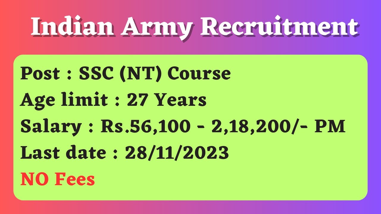 SSC (NT) Course - Indian Army Recruitment 2023 | Army jobs | defense jobs | naya rojgaar