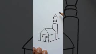 Easy Drawing House Sketch / How To Draw Easy Art For Beginners With Marker And Pencil #shorts