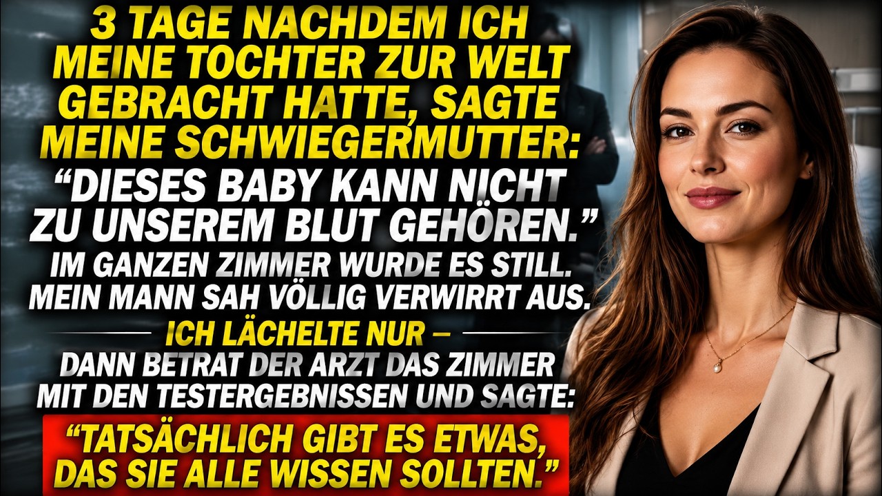 Drei Tage nach der Geburt meiner Tochter zeigte meine Schwiegermutter auf das Baby und sagte: „Dieses Kind kann nicht zu unserer Blutlinie gehören." Mein Mann wurde blass, und ich spürte, wie sein...