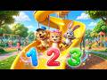 Learn Numbers 1 to 3! Cute Animals on a Slide | Educational Kids Video