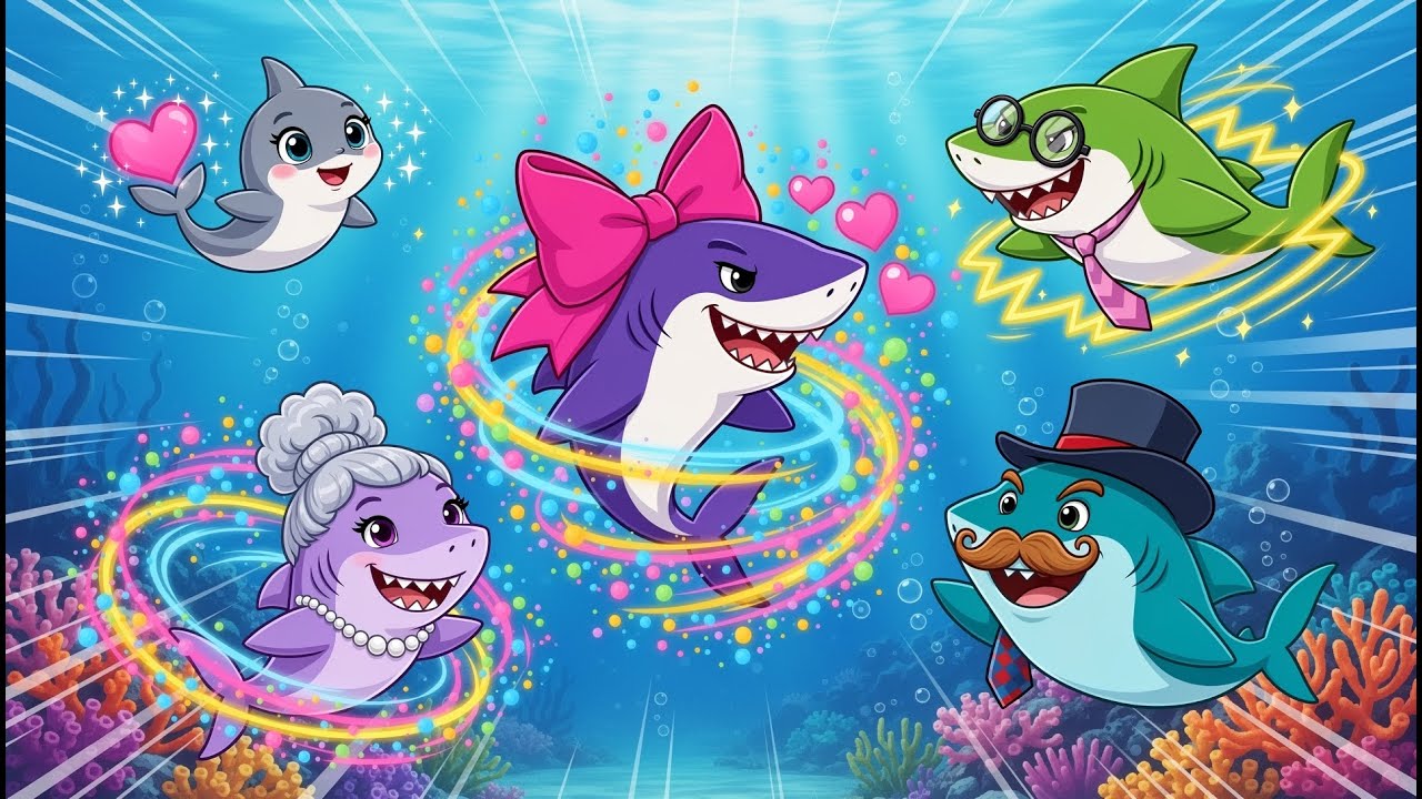 Baby Shark Dance | Mommy Daddy Grandma Grandpa Unique Moves | Kids Ocean Song