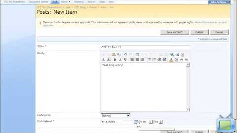 SharePoint 2007 Training Video: Create and Manage a BLOG