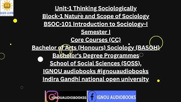 Unit-1 Thinking Sociologically Block-1 BSOC 101 SEM 1 BASOH SOSS #ignou #ignouuniversity