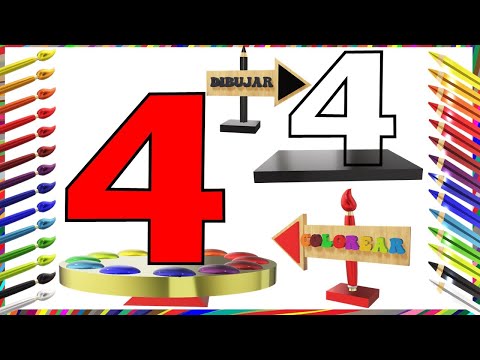 COMO DIBUJAR Y PINTAR EL NUMERO 4 (CUATRO) DE MANERA FÁCIL Y SENCILLA