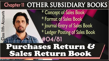 Subsidiary Book Class 11 |#3| Purchase Return & Sales Return Book