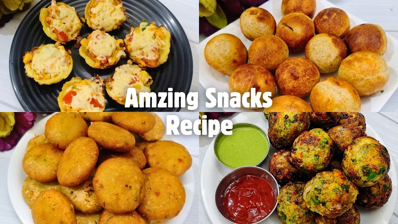 4 Type Snacks in 10 Minutes | Party Special Easy Combo | Crispy & Tasty ...
