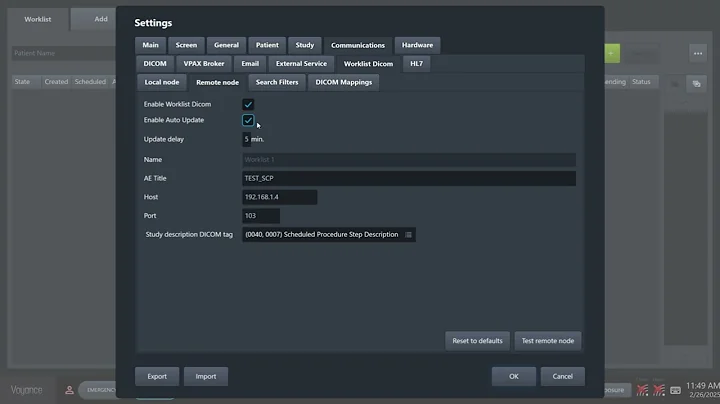 VoyanceX - DICOM Modality Worklist (MWL) Setup