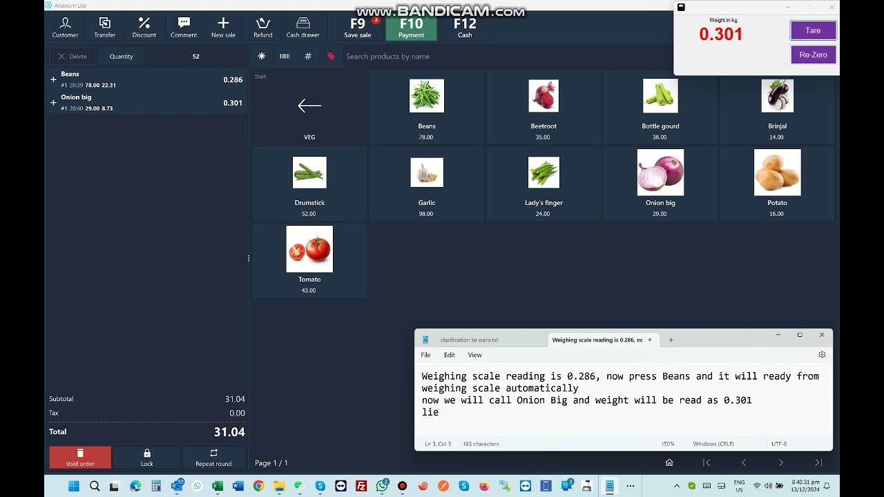 Weighing scale integration