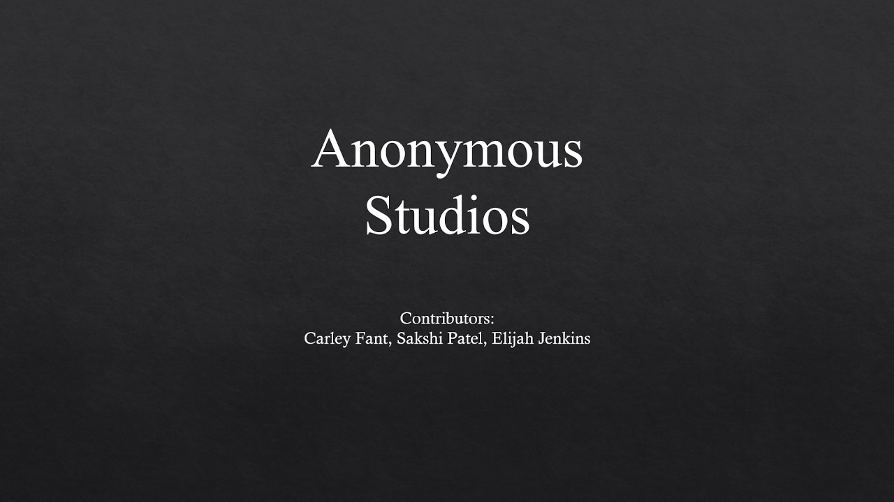 Anonymous Studios Application Presentation
