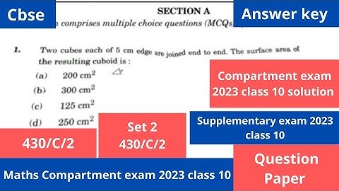 class 10 maths compartment paper 2023 cbse | answer key |  set 2 | 430/C/2 | solution | basic maths
