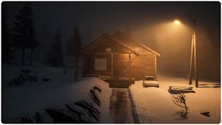 Midnight Calm: Gentle Winter Storm Sounds Drifting Around a Warm Wooden Cabin | Windy ASMR screenshot 4