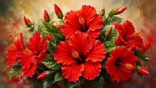 Elegant Hibiscus Beauty 🌺 | 4K Floral Painting | Luxury Wall Art screenshot 2