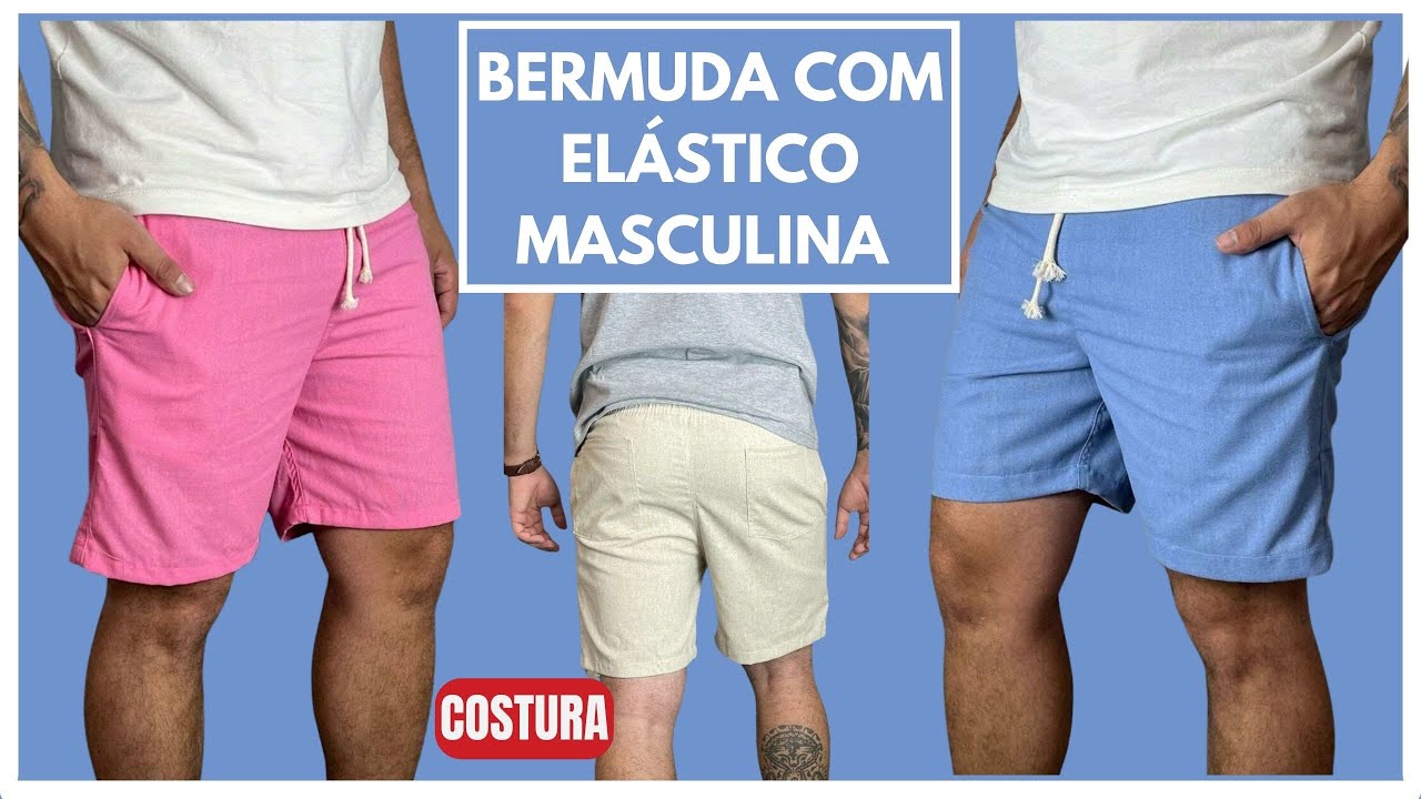 Bermuda com elástico masculina - costura