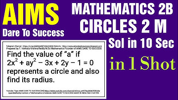 2#CIRCLES #Find “a” if 2x² + ay² – 3x + 2y – 1 = 0 represents a circle. Find its radius.