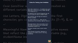 Rules for Naming Java Variables (Java Variables)