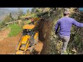 New JCB ecoXcellence Backhoe Loader Making Road for Small Mountain Village
