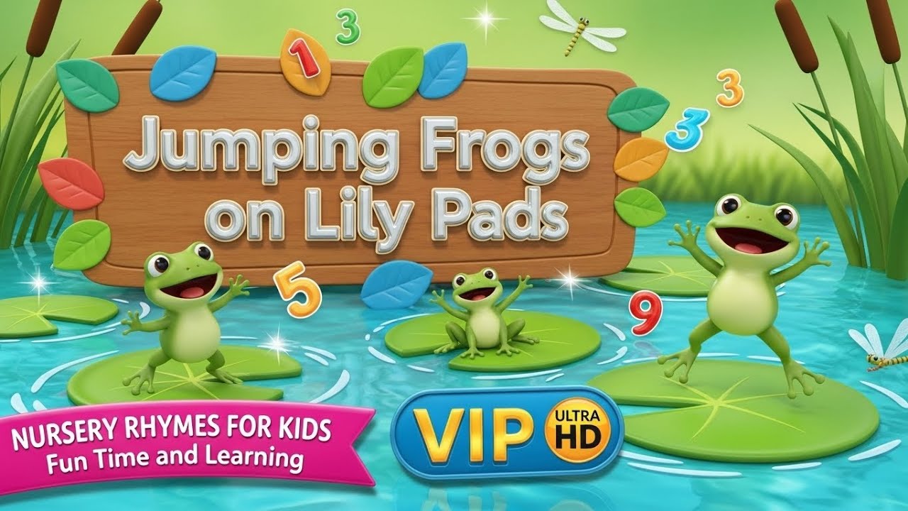 🐸💦 Прыгающие лягушки на кувшинках | Веселая песенка для детей, обучающая счету и движению 🎶🌿