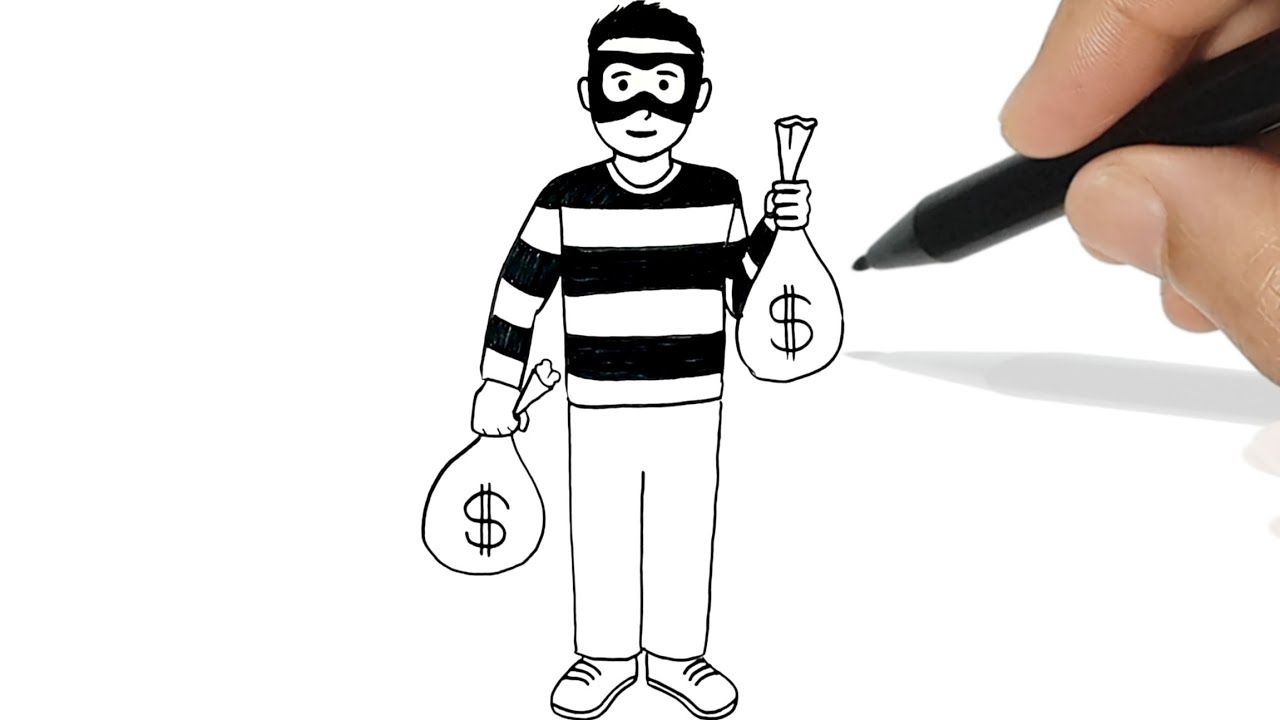 How to Draw a Thief Easy Steps for Beginners | Cómo Dibujar un Ladrón Facil | Ladrón Dibujos